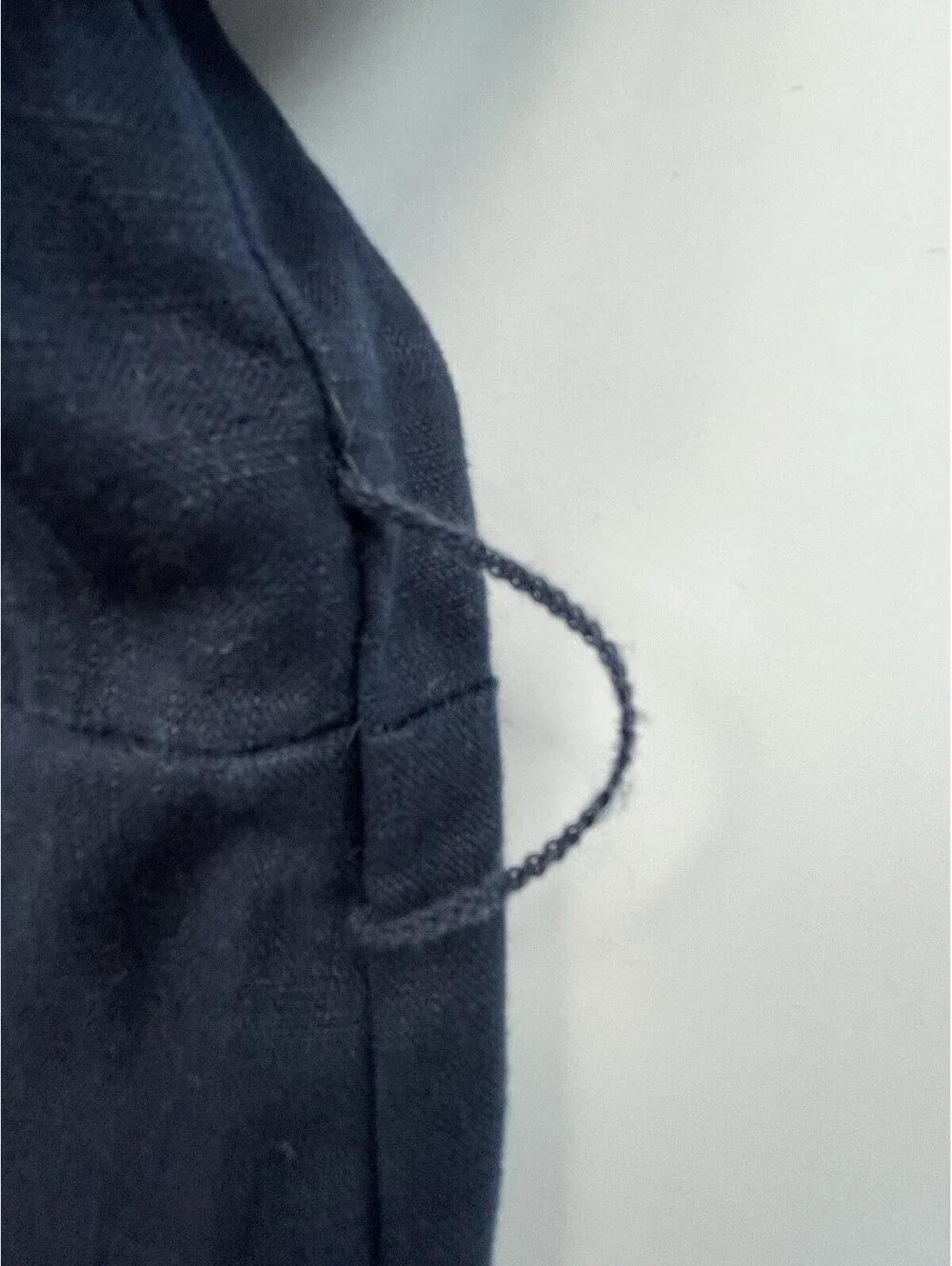 Quince European Linen Square Neck Jumpsuit L Navy Blue Cropped NO BELT